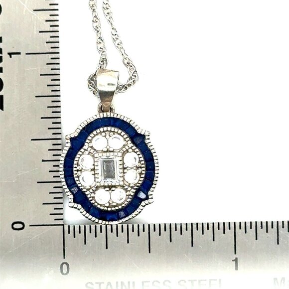 Stauer 925 Blue/White Cz Necklace - Picture 3 of 7